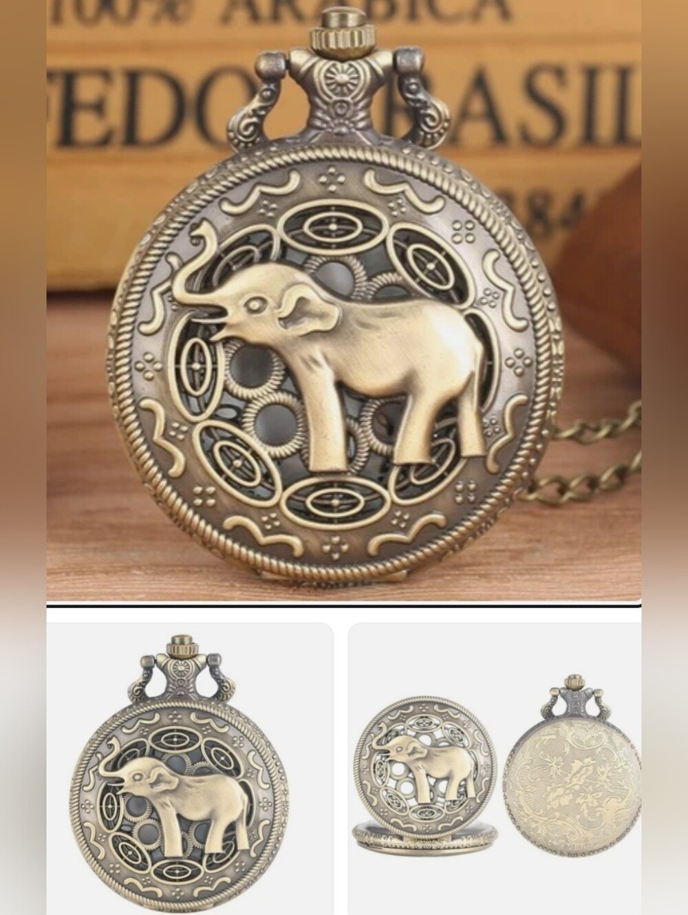 New elephant Quartz pocket watch